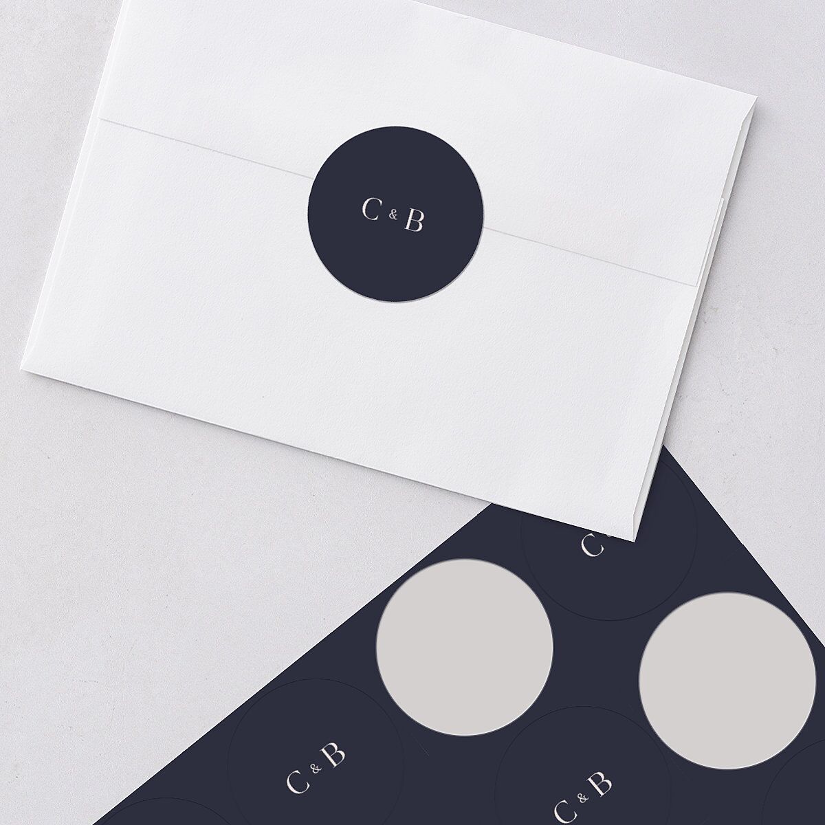 Enchanted Evening Wedding Stickers Dark Navy Circle