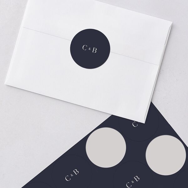 Enchanted Evening Wedding Stickers Dark Navy Circle