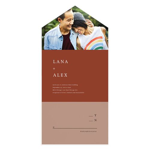 Natural Palette All-in-One Wedding Invitations Rust Signature Light Both Recipient and Return Addresses No