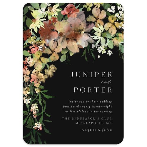 Garden Arch Wedding Invitations Charcoal Signature Blank No Rounded