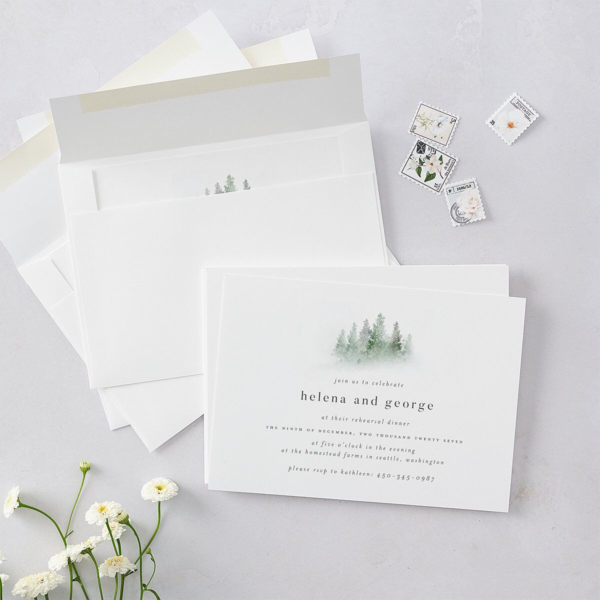 Mountain Mist Rehearsal Dinner Invitations — view 5