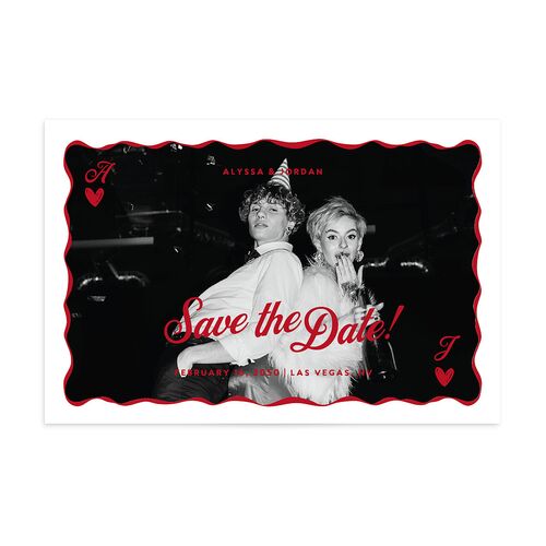 Hand Drawn Las Vegas Hearts Save the Date Postcards Ruby