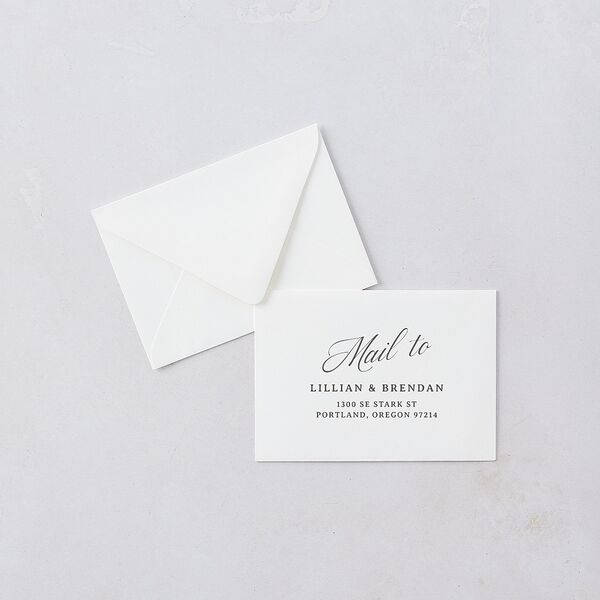 Technicolor Calligraphy Photo Response Card Euro Envelopes White Pure White Return Address Luxe