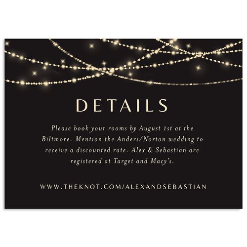 Elegant Lights Wedding Event Detail Cards Midnight Signature Standard