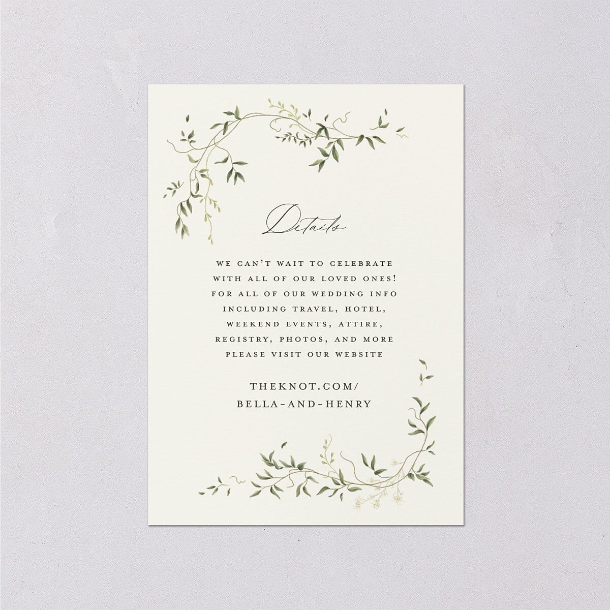 Dainty Fairytale Greenery Wedding Enclosure Cards — view 1