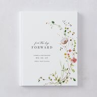 Delicate Wildflower Wedding Guest Book Peach Pink