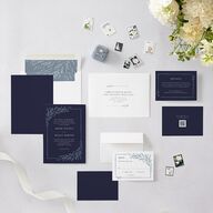 Rustic Branch Frame Wedding Invitations Navy Signature Blank No Standard
