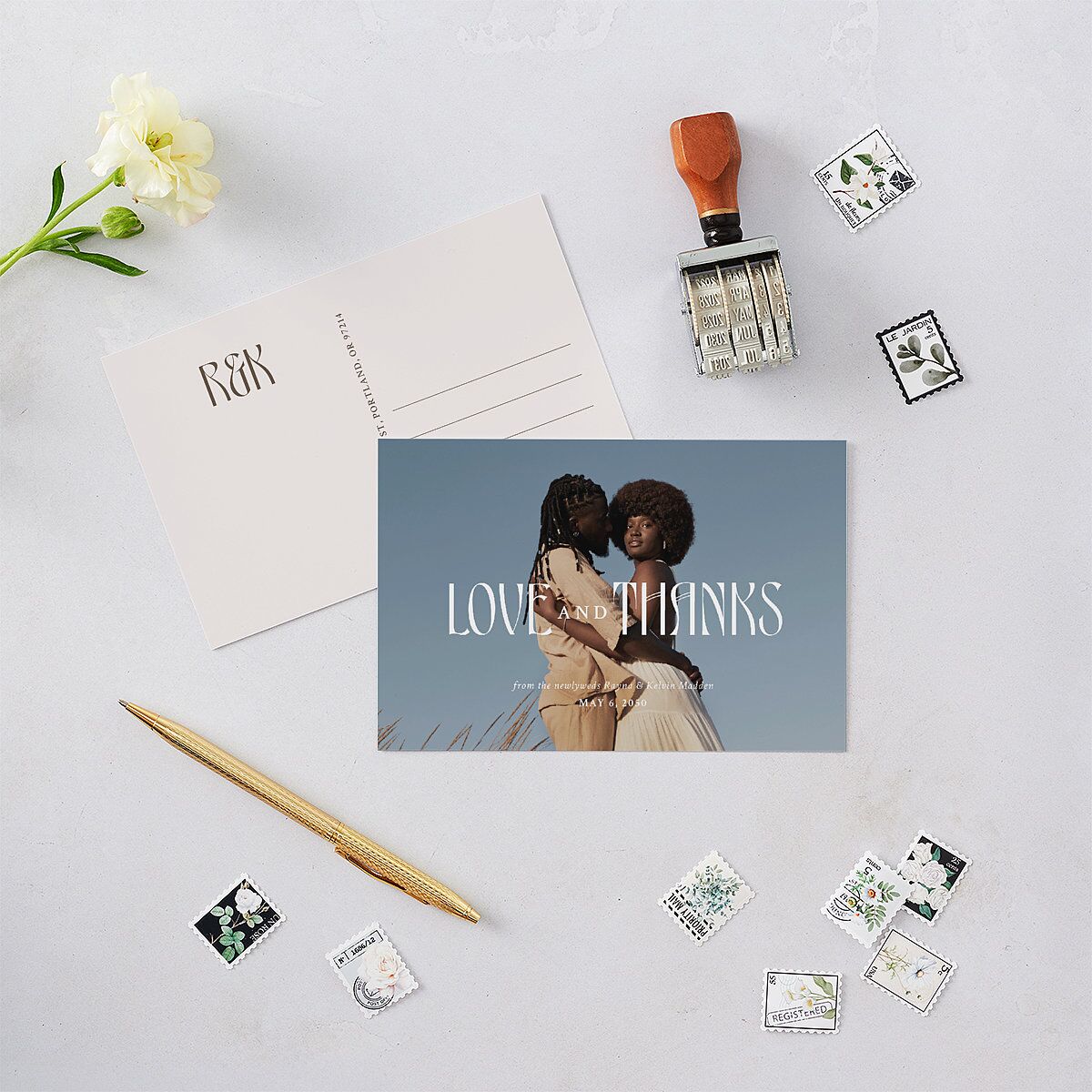 Calla Lily Nouveau Photo Thank You Postcards Champagne