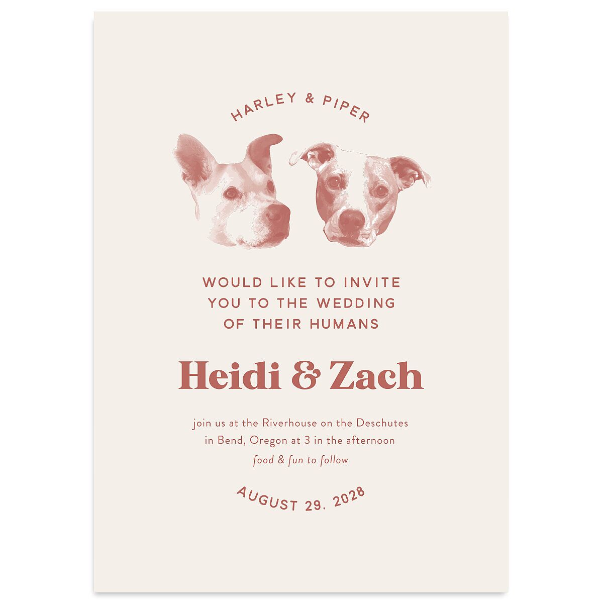 Custom Pet Portrait Wedding Invitations