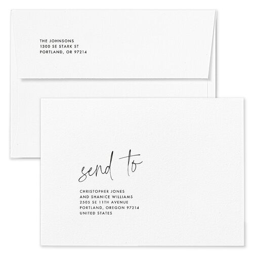 Our Greatest Gift Wavy Bow Frame Holiday Card Envelopes Blue Hunter Green Both Recipient and Return Addresses Standard Signature