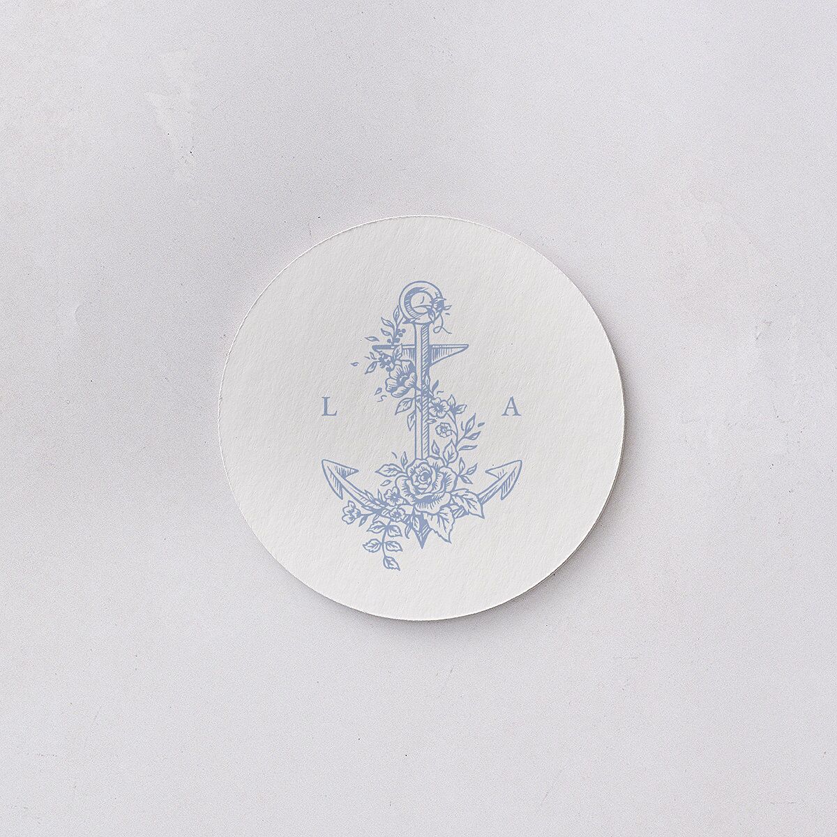 Coastal Oysters and Anchors Wedding Day Coasters Sea Blue Cardboard Circle