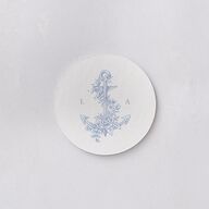 Coastal Oysters and Anchors Wedding Day Coasters Sea Blue Cardboard Circle