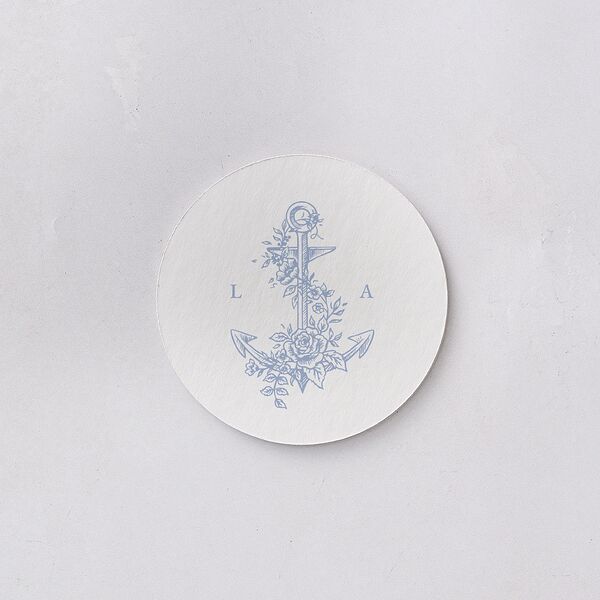 Coastal Oysters and Anchors Wedding Day Coasters Sea Blue Cardboard Circle