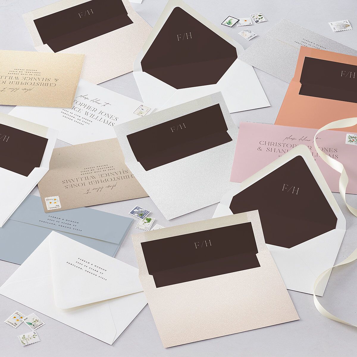 Minimalist Accent Leaf Save the Date Cards Linen Signature smooth Blank No Standard