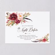 Bohemian Floral Rehearsal Dinner Invitations Merlot Signature Blank