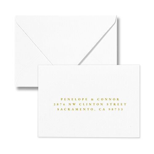 Graceful Botanical Response Card Euro Envelopes White Gold Return Address Luxe