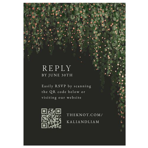 Elegant Fairytale Wisteria Foil Wedding Response Cards Rose Gold Hunter Green Signature Standard