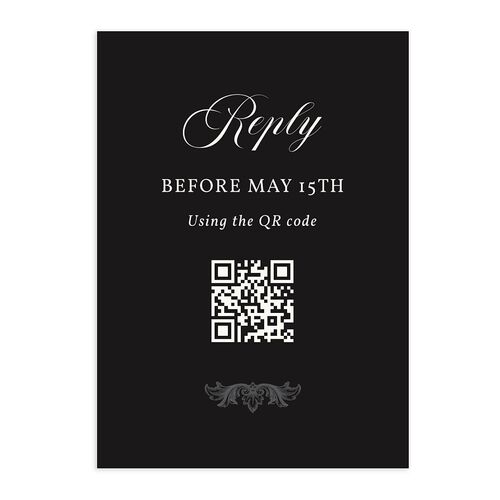 Vintage Regency Monogram Frame Foil QR Code RSVP Cards Midnight Signature Standard