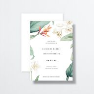 Tropical Botanic Save The Date Cards Pure White Signature smooth No