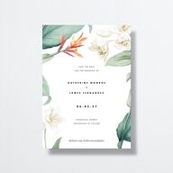 Tropical Botanic Save The Date Cards Pure White Signature smooth No