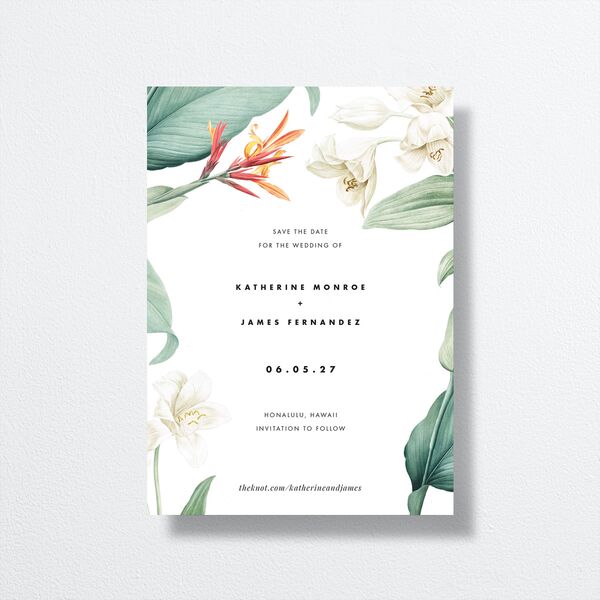 Tropical Botanic Save The Date Cards Pure White Signature smooth No