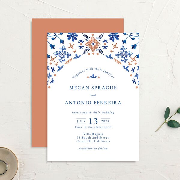 Spanish Mosaic Wedding Invitations French Blue Signature No