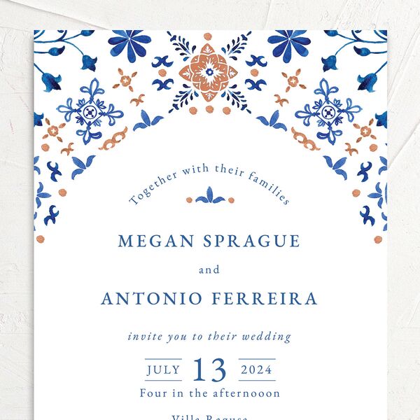 Spanish Mosaic Wedding Invitations French Blue Signature No