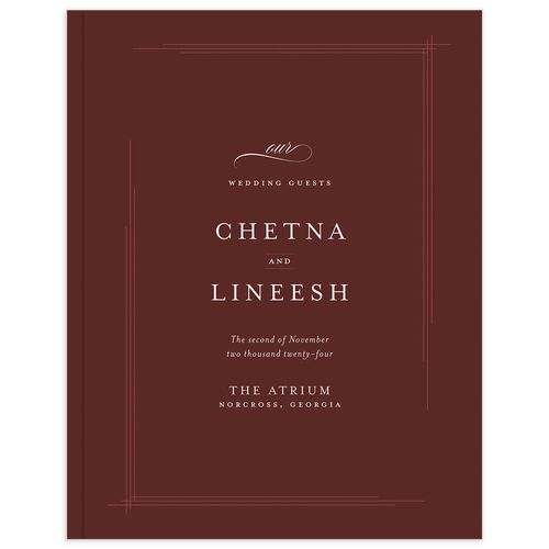 Elegant Accent Wedding Guest Book Merlot