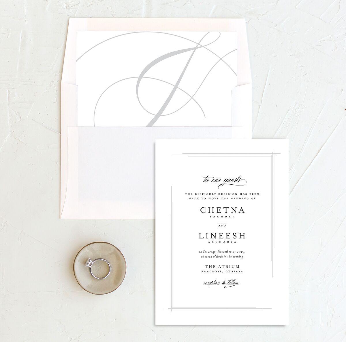 Elegant Accent Change the Date Cards Pure White Signature