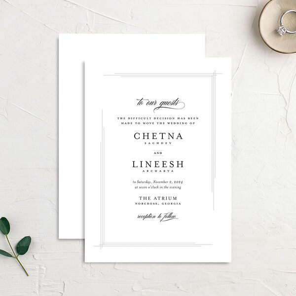 Elegant Accent Change the Date Cards Pure White Signature
