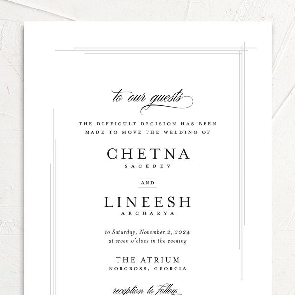 Elegant Accent Change the Date Cards Pure White Signature