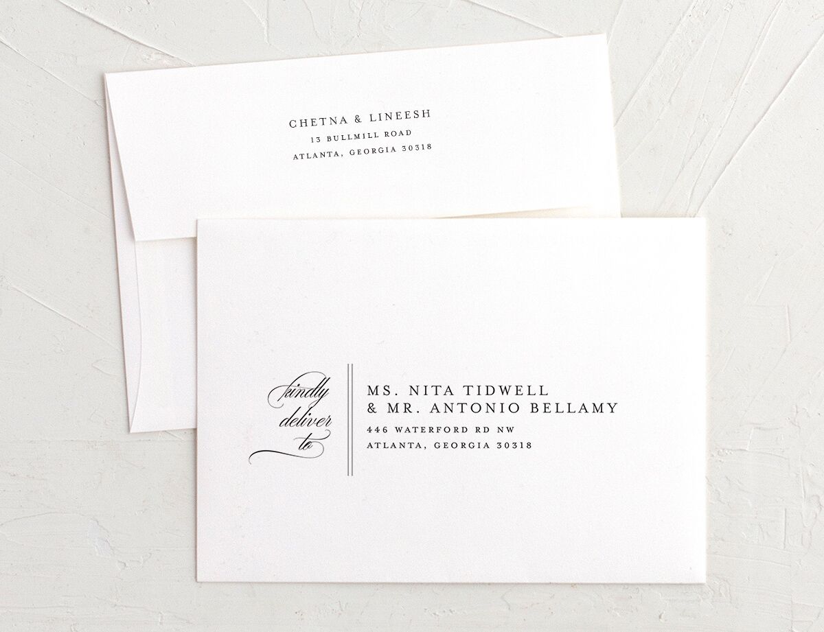 Elegant Accent Change the Date Card Envelopes White Licorice Both Recipient and Return Addresses Standard