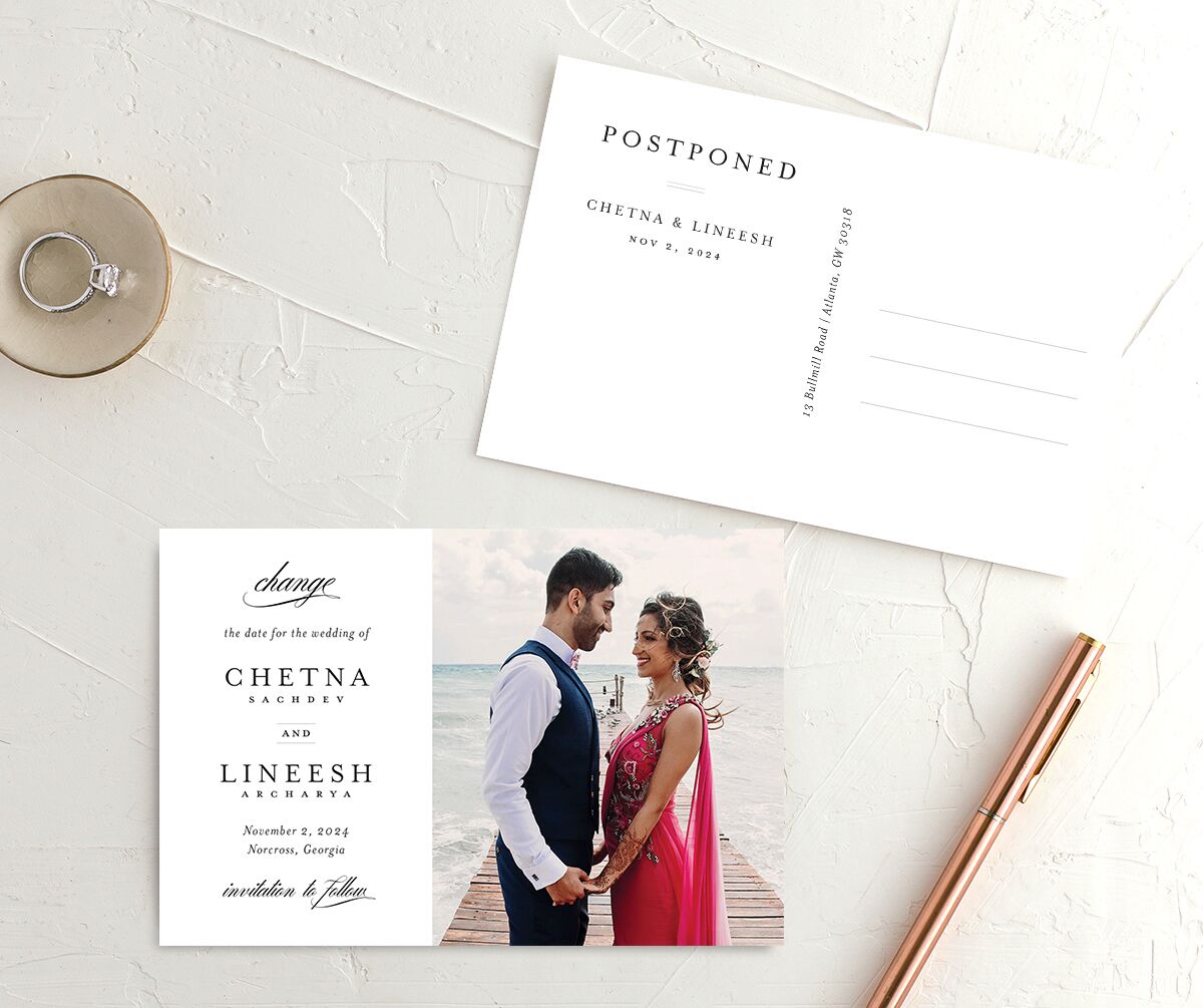 Elegant Accent Change the Date Postcards Pure White