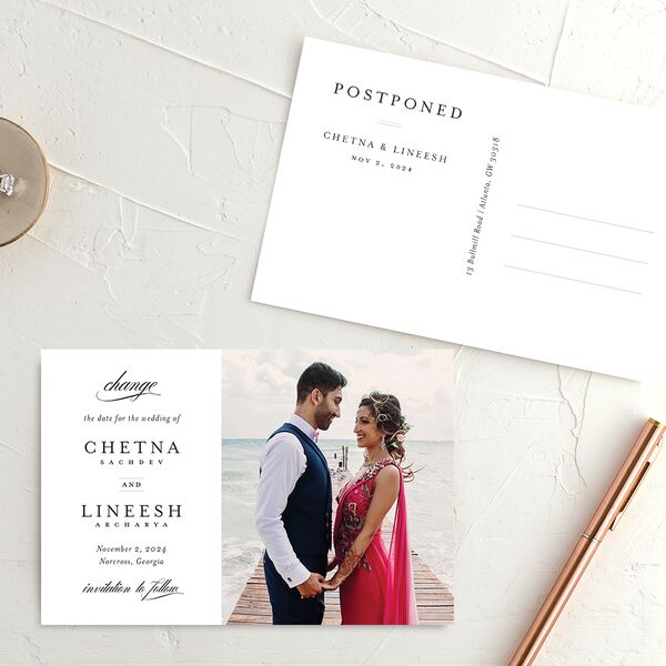 Elegant Accent Change the Date Postcards Pure White