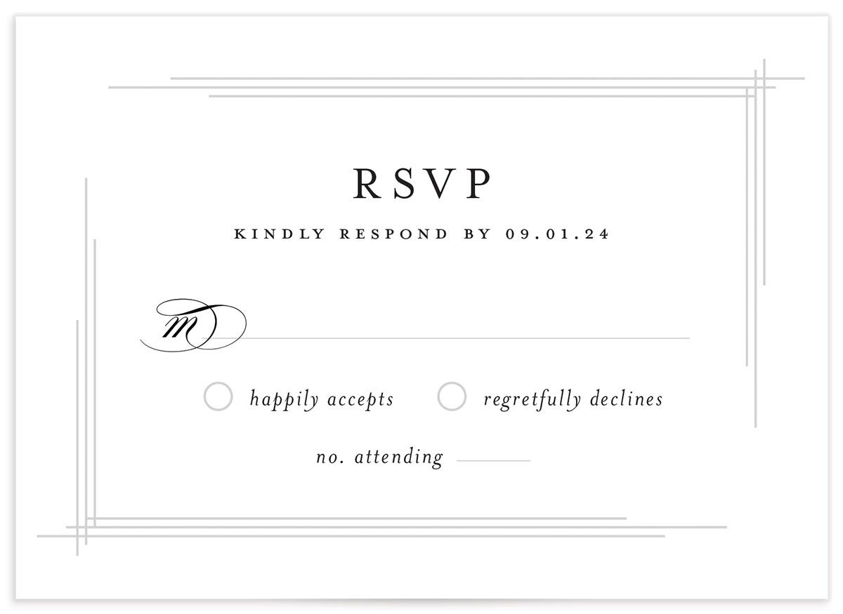Elegant Accent Wedding Response Cards front in White