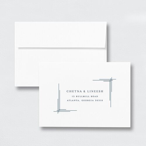 Elegant Accent Wedding Response Card Standard Envelopes White Standard Moody Blue Return Address Signature