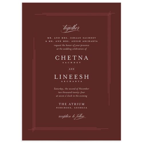 Elegant Accent Wedding Invitations Merlot Signature Blank No