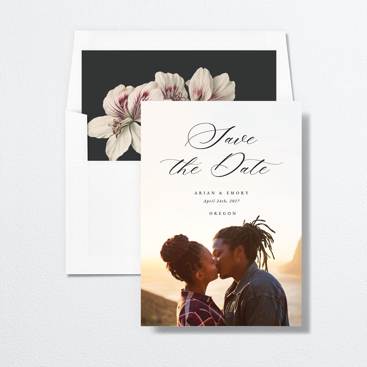 Elegant Geranium Save The Date Cards Burgundy Signature smooth No