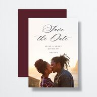Elegant Geranium Save The Date Cards Burgundy Signature smooth No