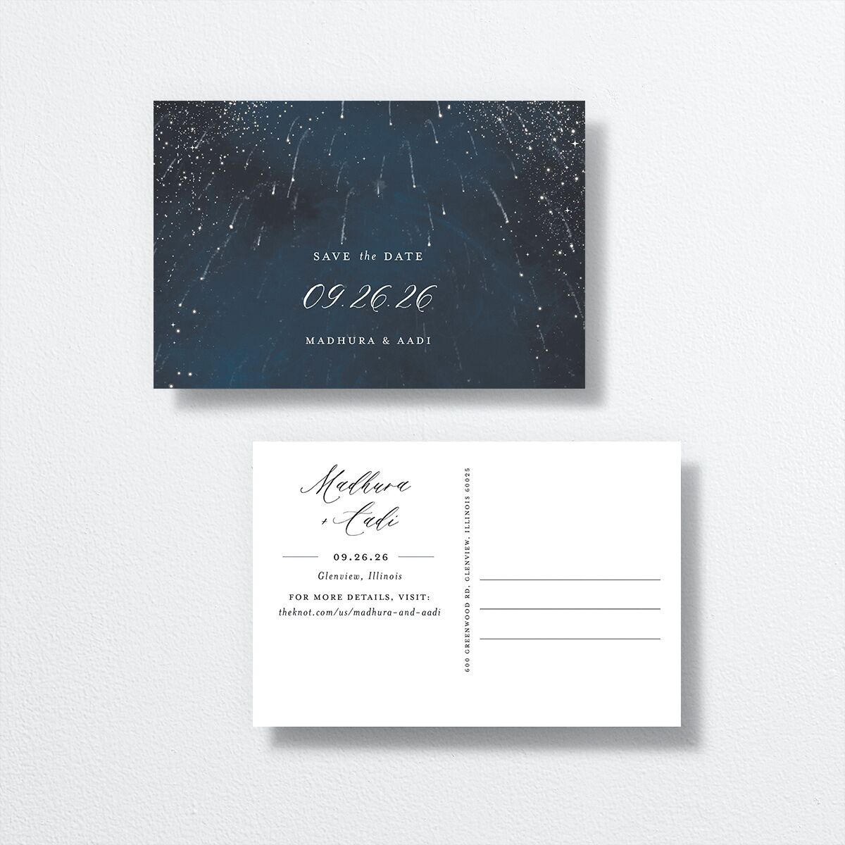Magical Fireworks Save The Date Postcards Midnight Navy