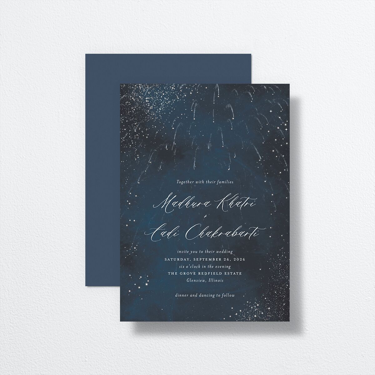 Magical Fireworks Wedding Invitations front-and-back