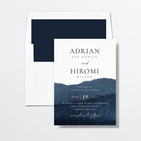 Layered Watercolor Change the Date Cards Navy Signature