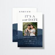 Layered Watercolor Change the Date Cards Navy Signature