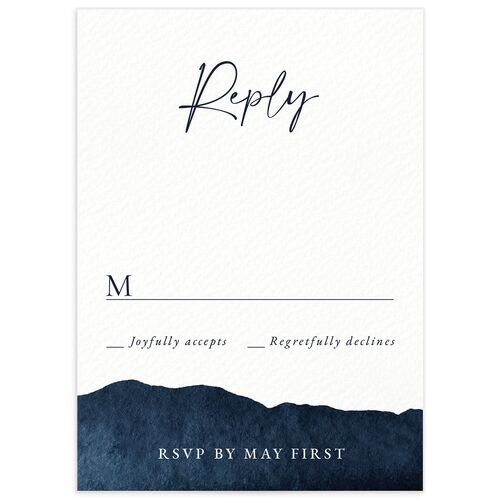 Layered Watercolor Wedding Response Cards Navy Signature
