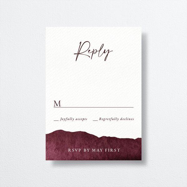 Layered Watercolor Wedding Response Cards front in Burgundy