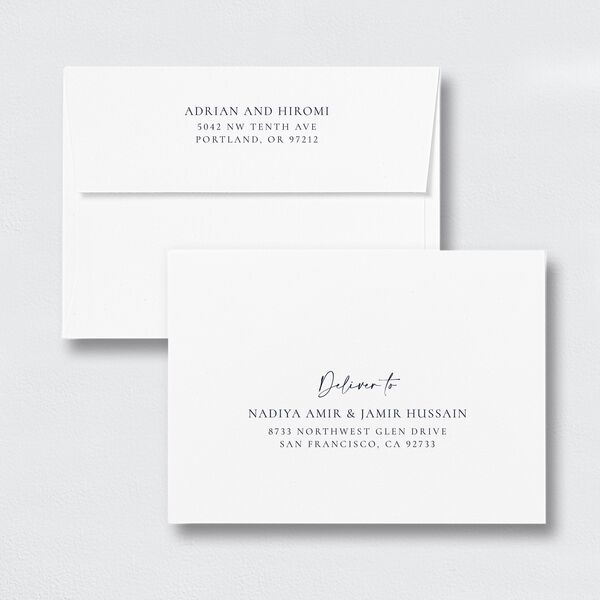 Layered Watercolor Save The Date Card Envelopes White Navy Both Recipient and Return Addresses Signature Standard