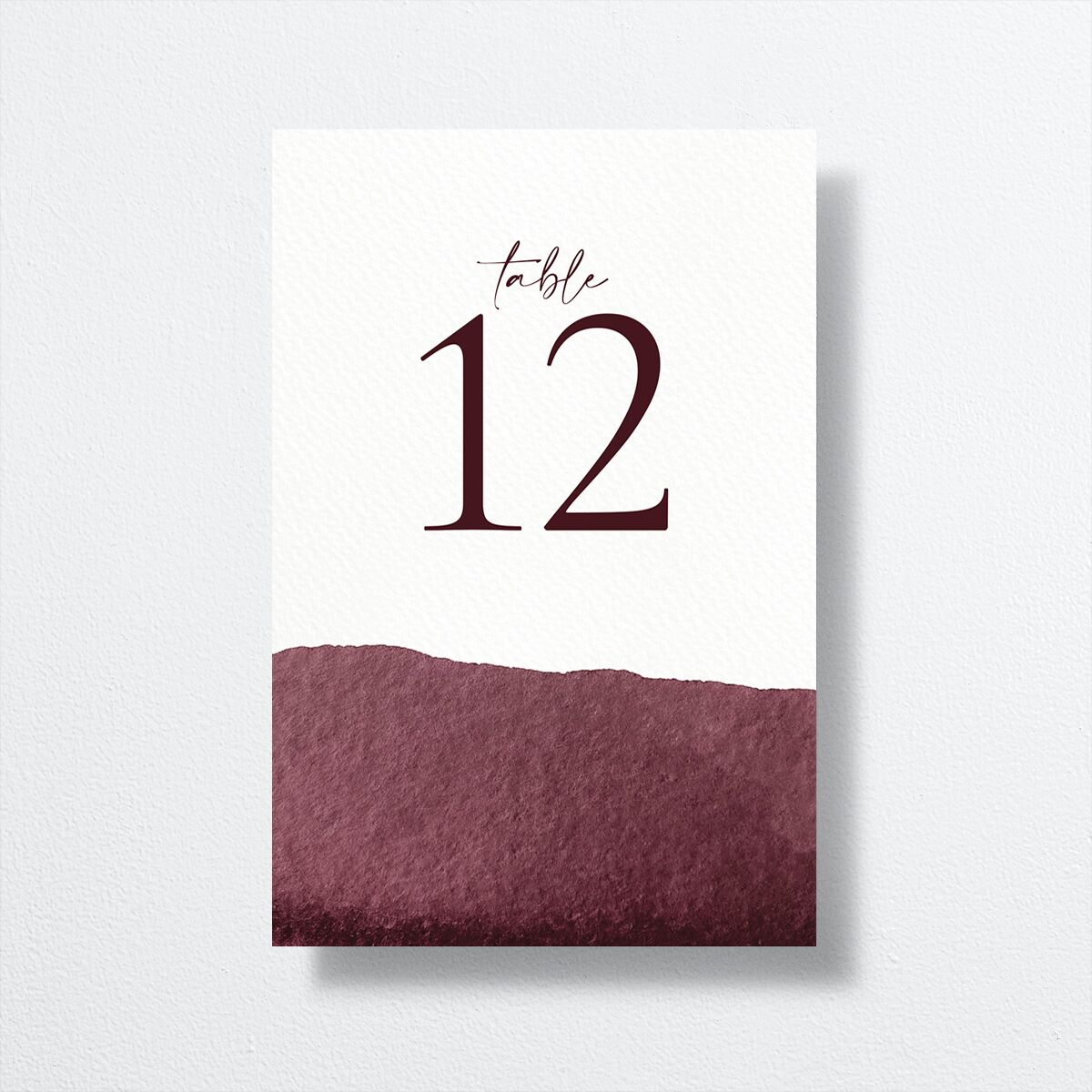 Layered Watercolor Table Numbers front in Burgundy