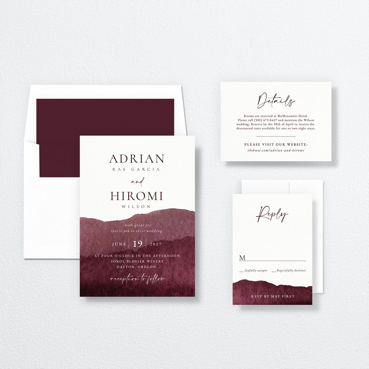 Layered Watercolor Wedding Invitations suite