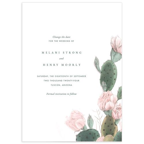 Cactus Blossom Change the Date Cards Pure White Pearlescent