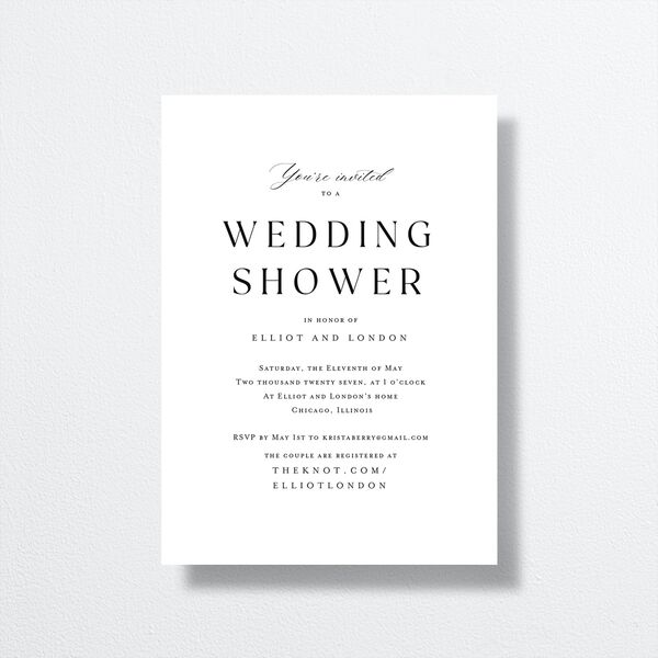 Timeless Typography Bridal Shower Invitations front